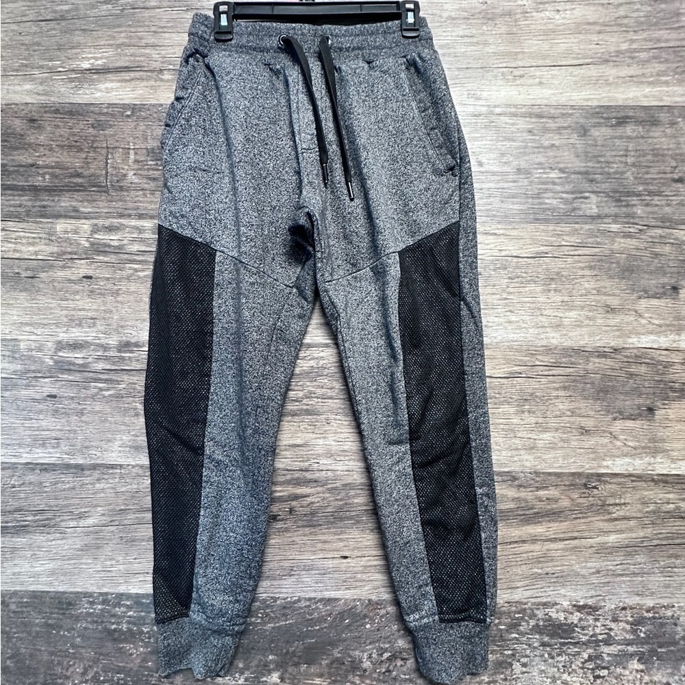 CSG Gray Joggers with Black Mesh Panels Mens Size Medium